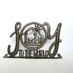 JOY to the World Standing Metal Nativity Art