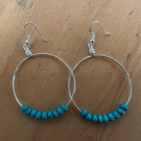 Festival Silver Hoop Beaded Earrings