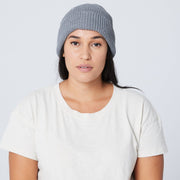 Recycled Waffle-Knit Beanie in Grey