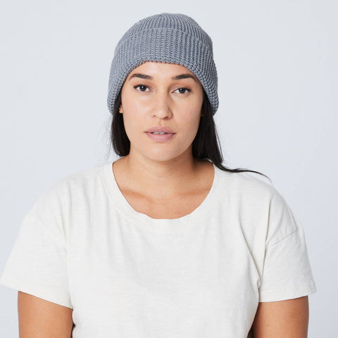 Recycled Waffle-Knit Beanie in Black