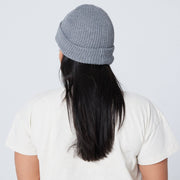 Recycled Waffle-Knit Beanie in Grey
