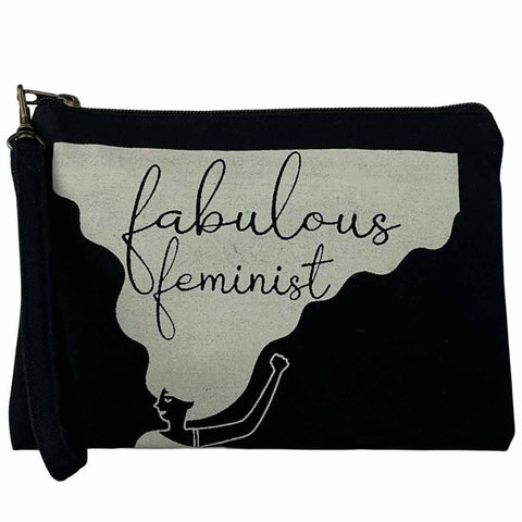 Fabulous Feminist Wristlet Pouch in Black