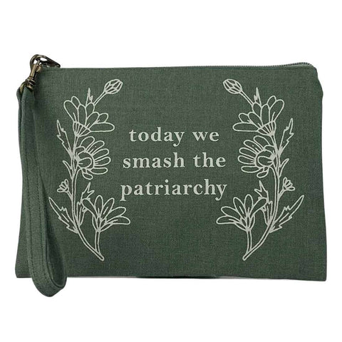 Smash the Patriarchy Wristlet Pouch in Army Green