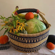 Round Farmers Market Basket | Blues + Natural
