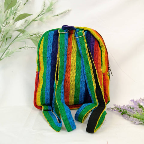 Handwoven Hemp Rainbow Medium Size Day Back Pack