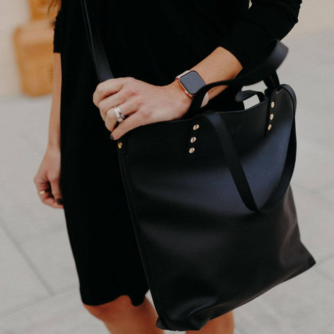 The Sinuon Tote Handbag | Black Vegan Leather
