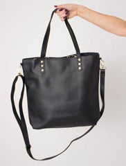 The Sinuon Tote Handbag | Black Vegan Leather