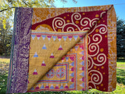 Vintage Sari Kantha Throw Blanket