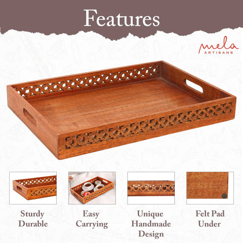Extra Large Wooden Tray with Handles