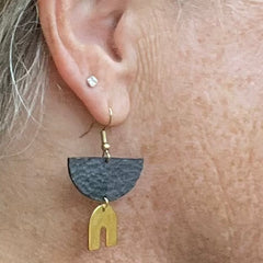 Black + Brass Luna Earrings