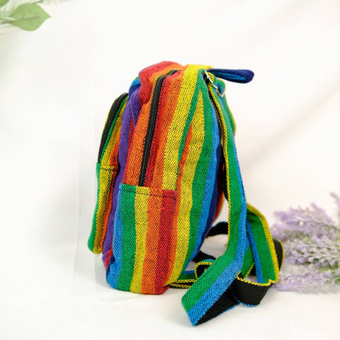 Handwoven Hemp Rainbow Medium Size Day Back Pack