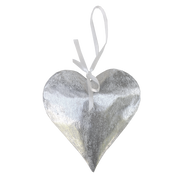 Wooden Ornament Heart in Silver