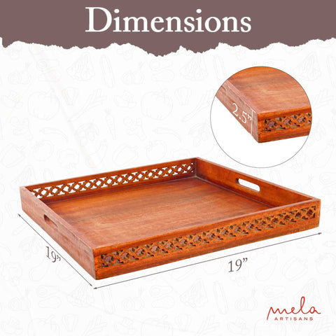 Extra Large Wooden Tray with Handles