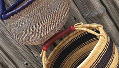 Round Farmers Market Basket | Blues + Natural
