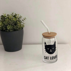 Eco Friendly Reusable Bamboo Lid Glass with Straw