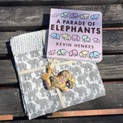Handmade Baby Quilt + Book Elephant Themed Gift Set