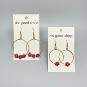 Garnet Red Crystal Beaded Holiday Earrings