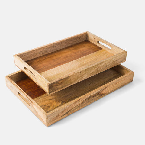 Wooden Serving Trays, Nesting Set of 2