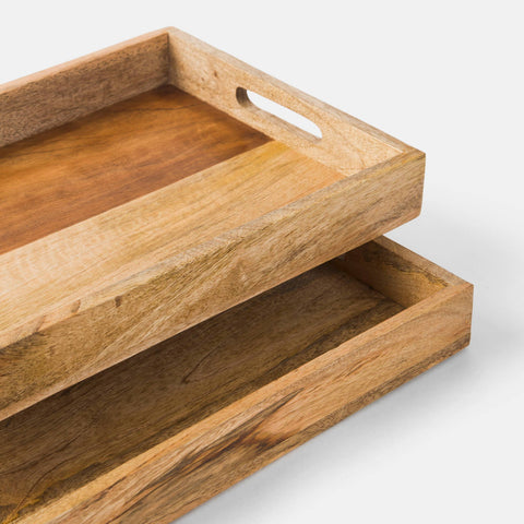 Wooden Serving Trays, Nesting Set of 2