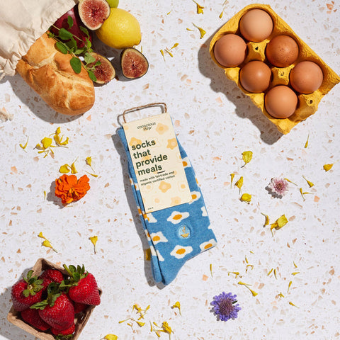 Socks that Provide Meals | Blue Eggs