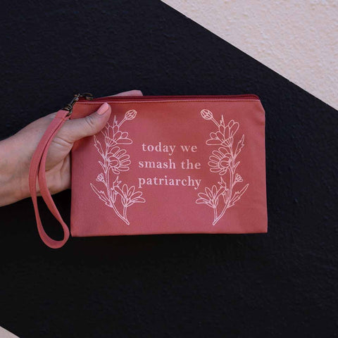 Smash the Patriarchy Wristlet Pouch in Army Green