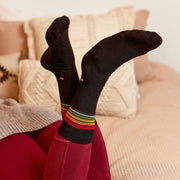 Socks that Save LGBTQ Lives | Classic Rainbow Stripe on Black