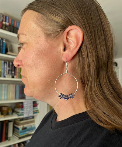 Cerulean Crystal Beaded Holiday Earrings