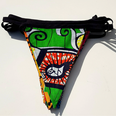 colorful pennant flag in green african fabric