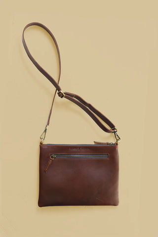 Genuine Leather Warm Brown Crossbody