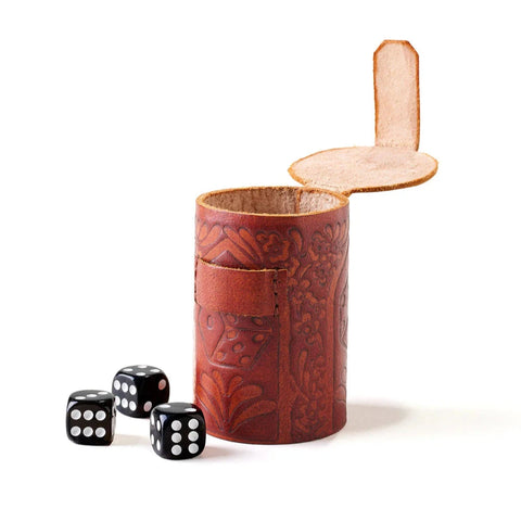 Leather Dice Shaker Cup Set