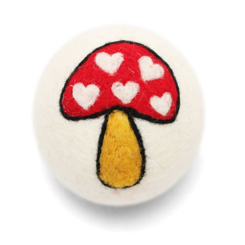 100% Wool Dryer Balls | Mushroom with hearts