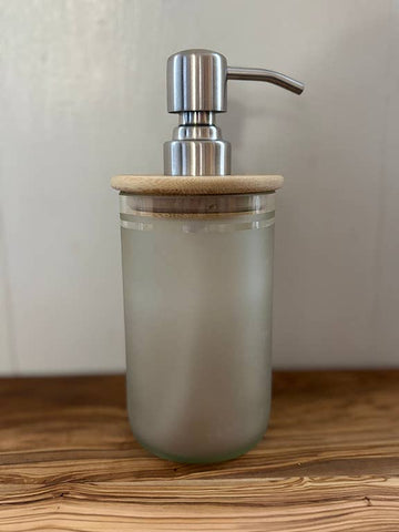Handmade Soap Dispenser in Frosted Glass