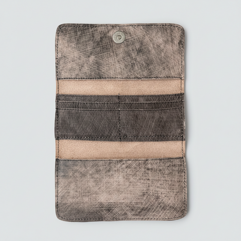 Genuine Leather Long Wallet, Trifold