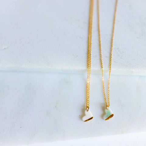 Dainty Heart Necklace | Gold + Ceramic