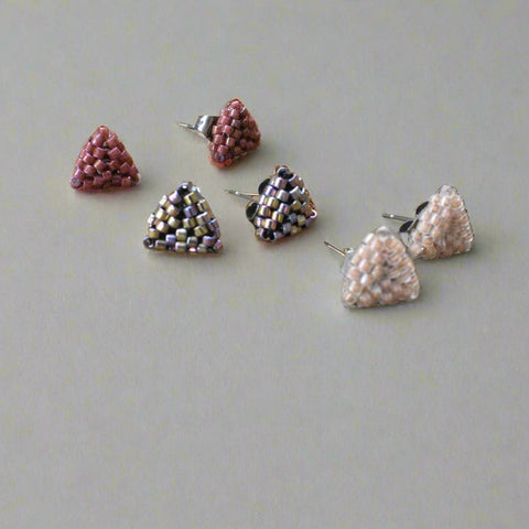 Hand-beaded mini stud earrings