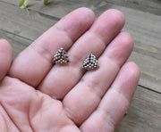 Hand-beaded mini stud earrings