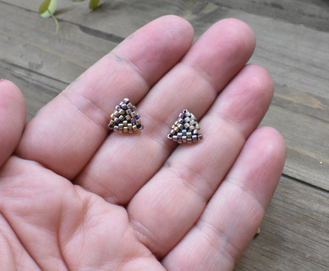 Hand-beaded mini stud earrings