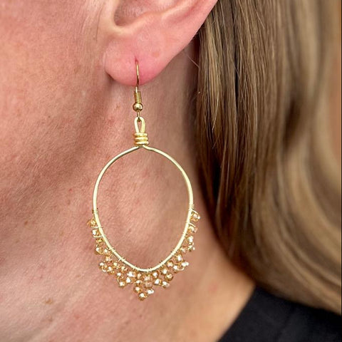 Silver or Gold Crystal Beaded Holiday Earrings