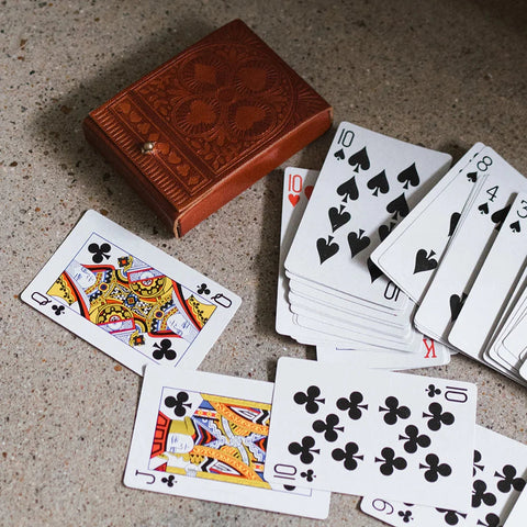 Embossed Leather Playing Cards Gift Set