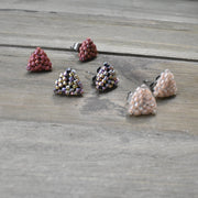 Hand-beaded mini stud earrings