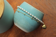 Freshwater Pearl and Gold Layered Bracelet
