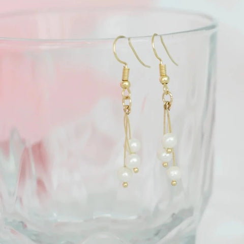 Triple Strand Freshwater Pearl Earrings