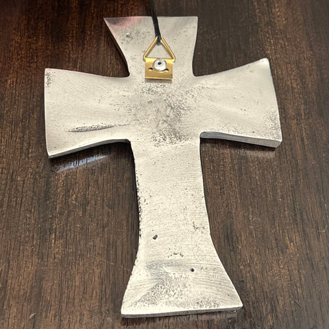 Recycled Aluminum Cross with Hearts