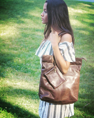 Genuine Leather Handbag with lipstick pouch - do good shop