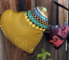heart banner garland hamdmade african fabric fair trade artisan women in kenya for do good shop close up