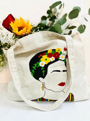 Colorful Hand-Painted Frida Kahlo Bag