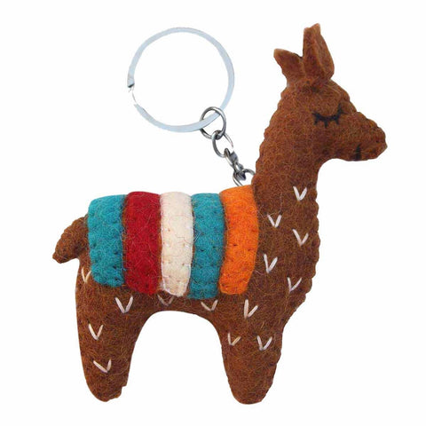 Brown Llama Felt Key Chain